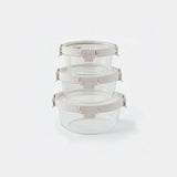 3pc ROUND GLASS CONTAINER SET WITH LIDS