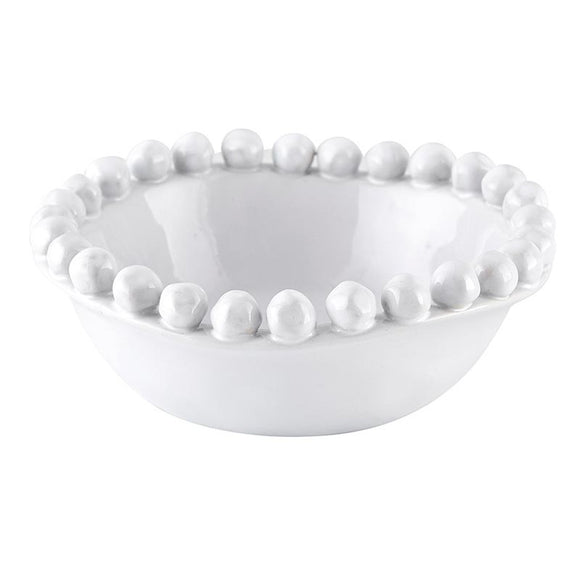 WHITE CERAMIC BEADED BOWL