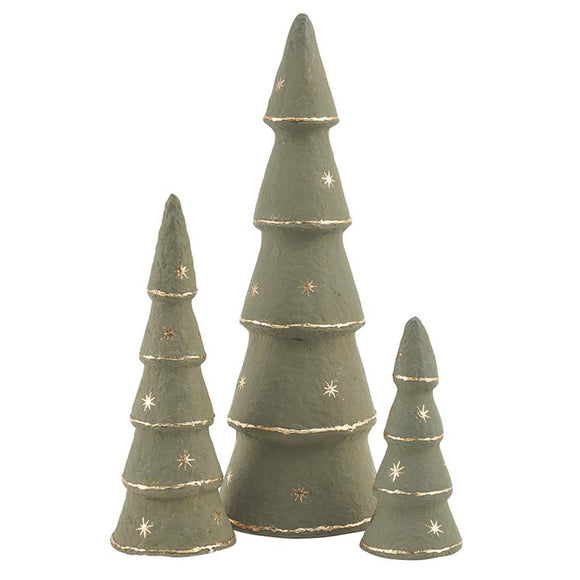 FOREST FOG PAPER MACHE TREES, SET OF 3
