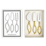 GOLD LEAF SHAPE CHEESE KNIVES SET