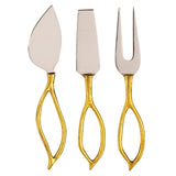 GOLD LEAF SHAPE CHEESE KNIVES SET