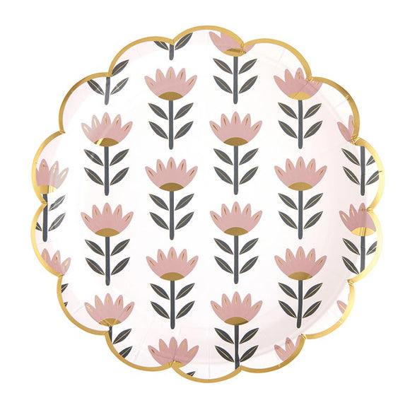 FLOWER SCALLOPED PAPER PLATE