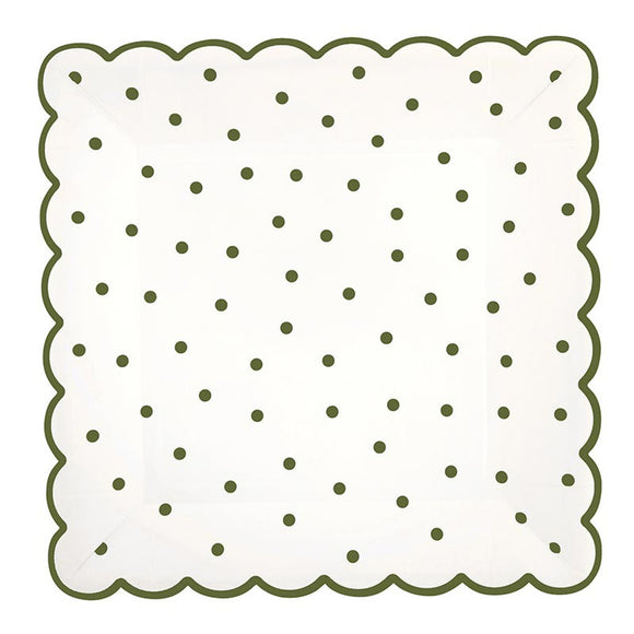 GREEN DOT SCALLOPED PLATES