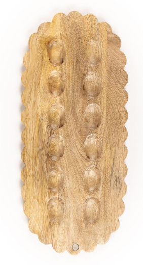 SCALLOPED WOOD DEVILED EGG BOARD