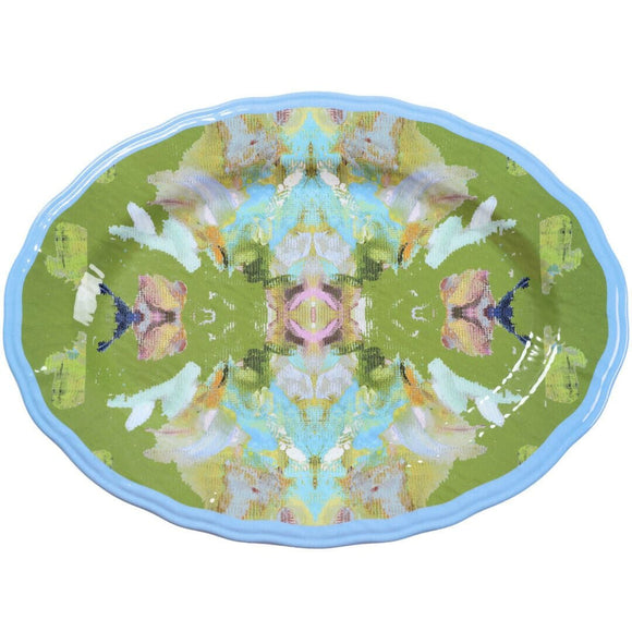 STAINED GLASS GREEN MELAMINE PLATTER