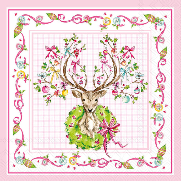 VINTAGE ORNAMENT DEER COCKTAIL NAPKIN
