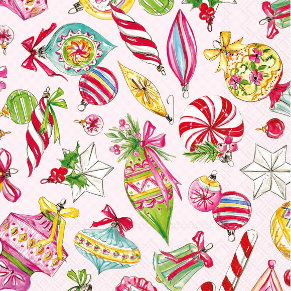 VINTAGE ORNAMENTS LUNCH NAPKIN
