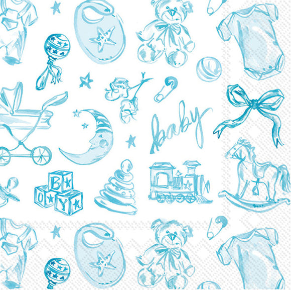 BABY TOILE BLUE COCKTAIL NAPKIN
