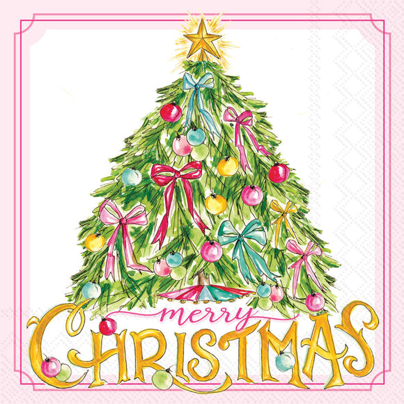 VINTAGE ORNAMENTS & TREE COCKTAIL NAPKIN