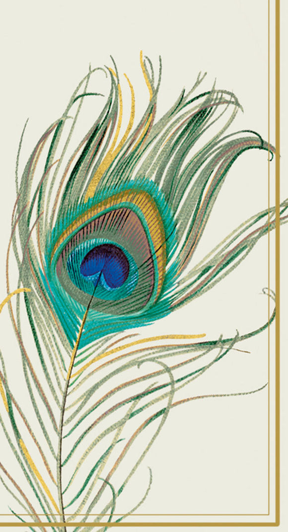 PEACOCK FEATHER GUEST NAPKIN