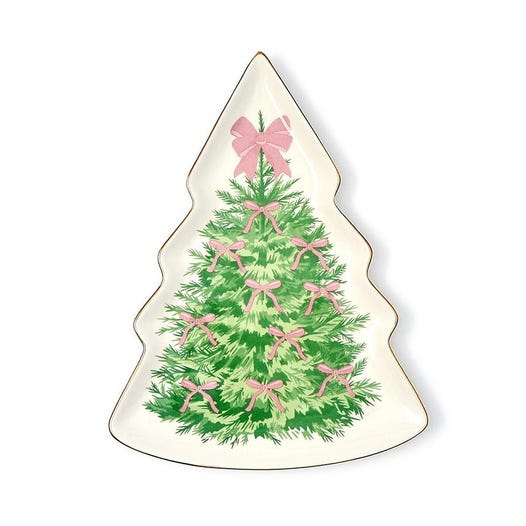 BOW-TIFUL CHRISTMAS TREE SHAPE PLATE