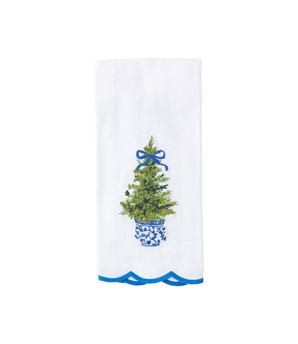 EMBROIDERED CHINOISERIE TREE TEA TOWEL