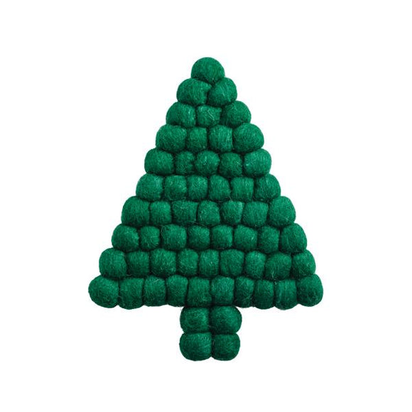 GREEN TREE POM FELT TRIVET