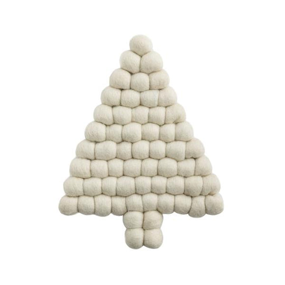 WHITE TREE POM FELT TRIVET