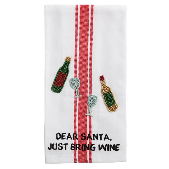 WINE BEADED CHRISTMAS TOWEL