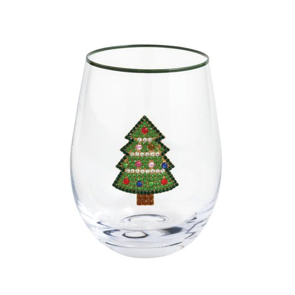 CHRISTMAS BEADED WINE GLASS