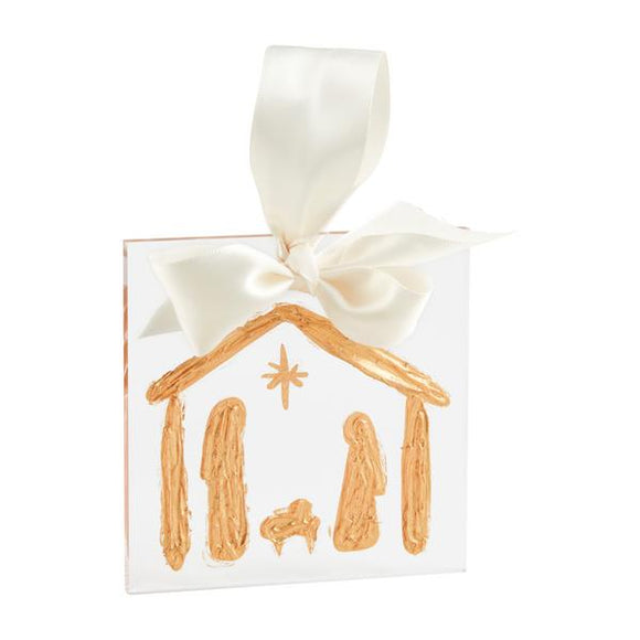 GOLD NATIVITY ACRYLIC ORNAMENT