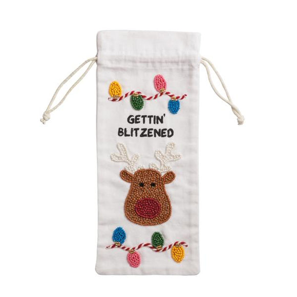 BLITZEN BEADED CHRISTMAS WINE BAG