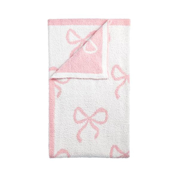 PINK BOWS CHENILLE BLANKET