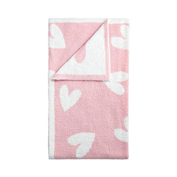 PINK HEARTS CHENILLE BLANKET