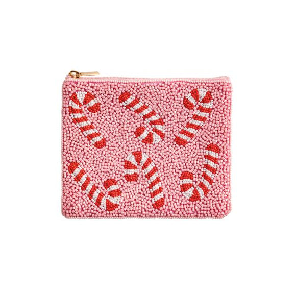 BEADED CANDY CANE POUCH