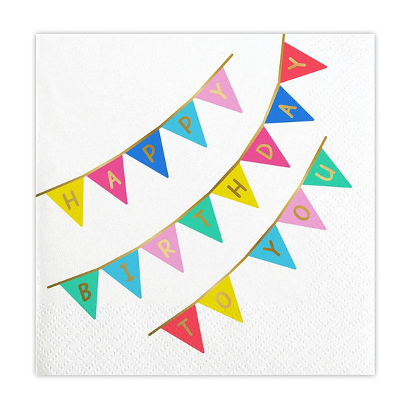 HAPPY BIRTHDAY GARLAND BEVERAGE NAPKINS