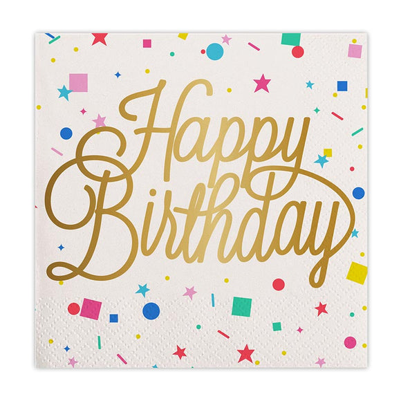 HAPPY BIRTHDAY CONFETTI BEVERAGE NAPKINS