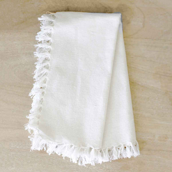 FRINGE NAPKIN SET OF 2 , SOFT WHITE