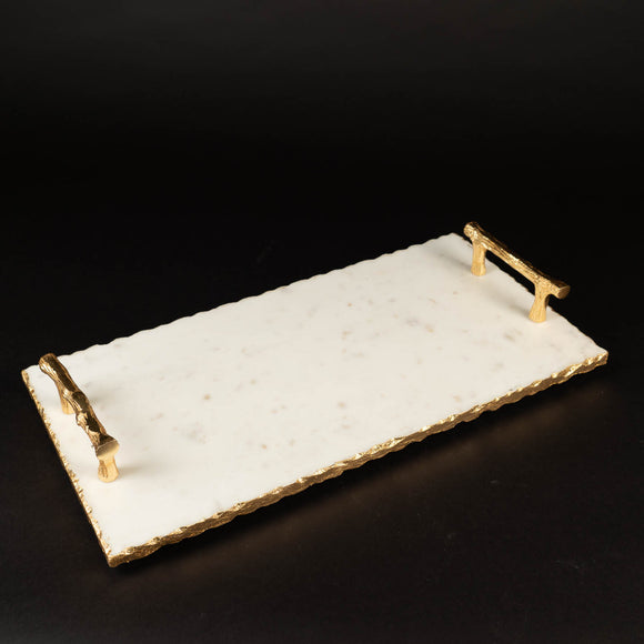 ROUGH EDGE MARBLE TRAY w/ HANDLES