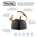 VIKING 2.6 QT BLACK & COPPER TEA KETTLE