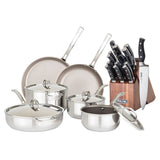 VIKING 10pc TITANIUM COOKWARE & 15pc KNIFE SET