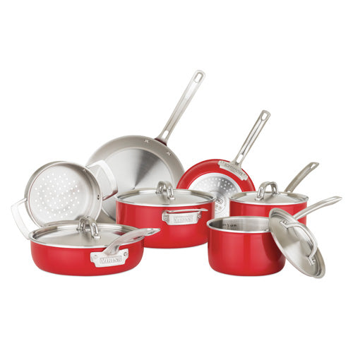 11pc COOKWARE SET, RED, 2 PLY – Viking Cooking School