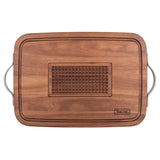 VIKING ACACIA CARVING BOARD WITH METAL HANDLES