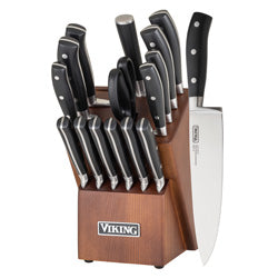 VIKING 17 PC CUTLERY SET with ACACIA WOOD KNIFE BLOCK