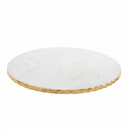 GOLD EDGE WHITE MARBLE LAZY SUSAN
