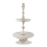 BEADED WOOD TIERED SERVER