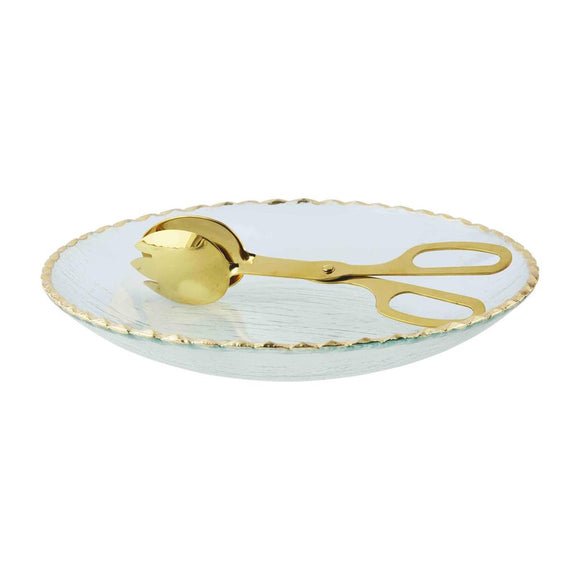 GOLD EDGE GLASS SERVING BOWL SET