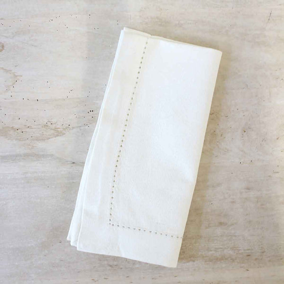 HEMSTITCH NAPKIN SET OF 2 , CREAM