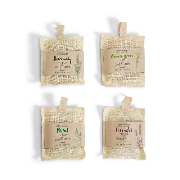 BATH MITT with HANDMADE SOAP, ASSORTED SCENTS