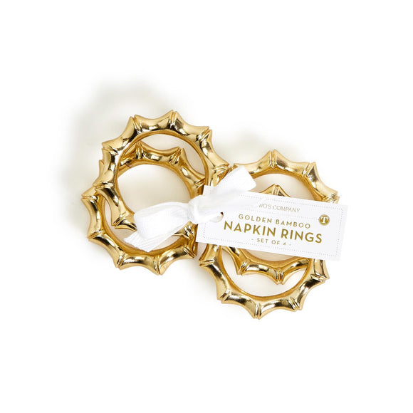 GOLDEN BAMBOO NAPKIN RINGS, SET OF 4