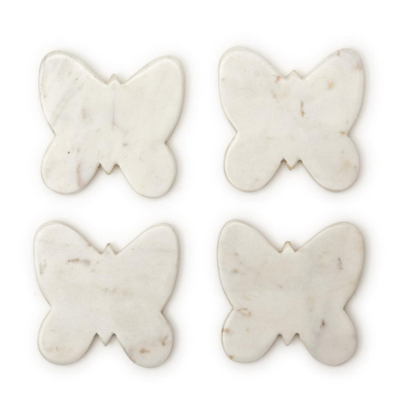 MARBLE BUTTERFLY COASTERS, SET OF 4
