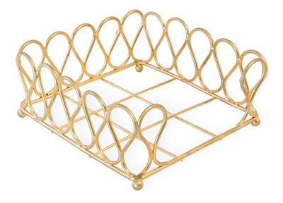 RIBBON COCKTAIL NAPKIN CADDY, GOLD