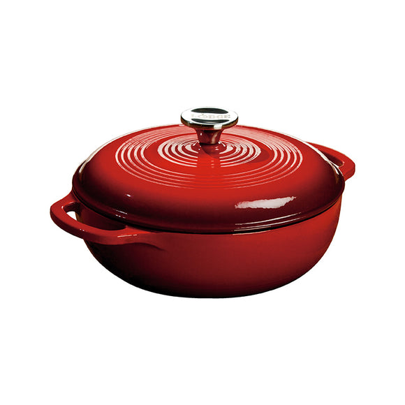LODGE 3 QT ENAMELED DUTCH OVEN RED