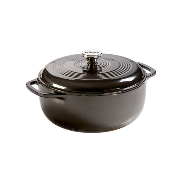LODGE 6 QT ENAMELED DUTCH OVEN, MIDNIGHT CHROME