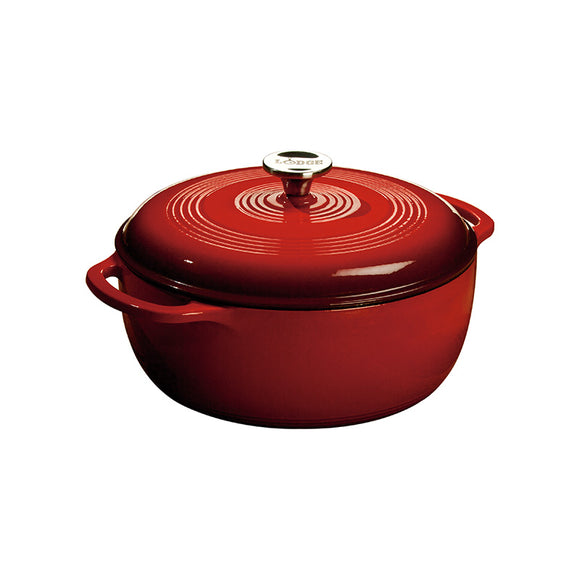 LODGE 6 QT ENAMELED DUTCH OVEN, RED