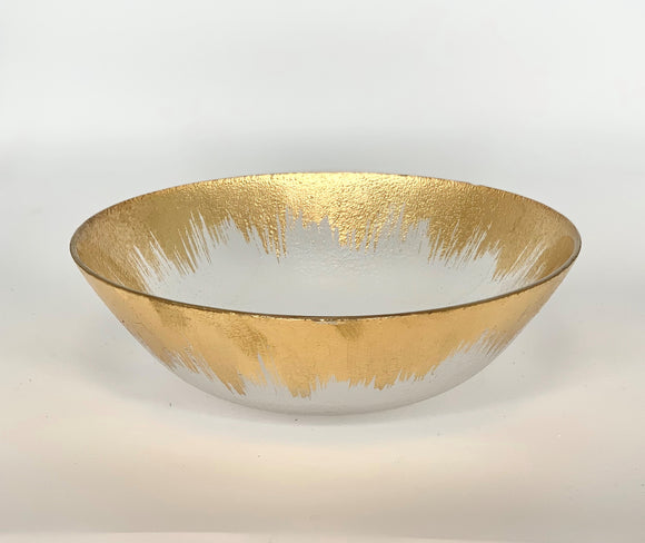 NAPLES GLASS SERVING BOWL, GOLD
