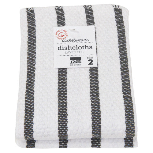 BASKETWEAVE DISH CLOTH SET, BLACK