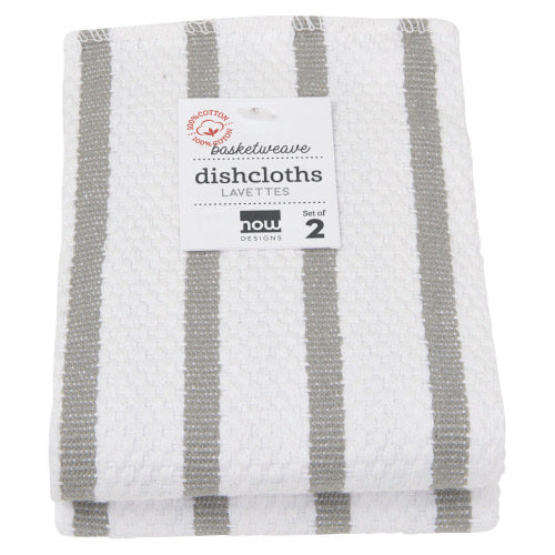 BASKETWEAVE DISH CLOTH SET, GREY