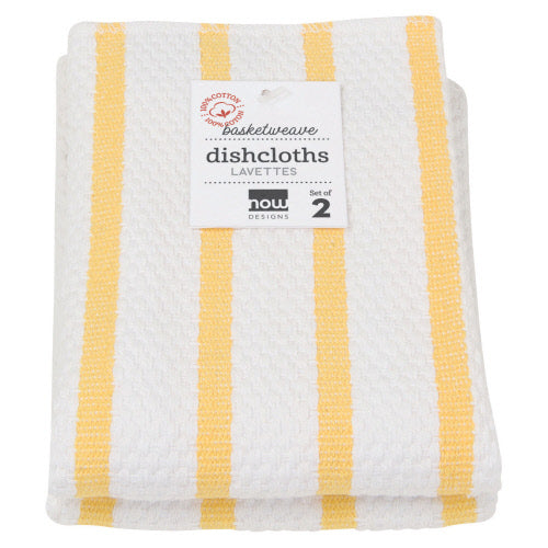 BASKETWEAVE DISH CLOTH SET, LEMON